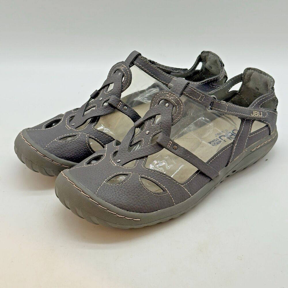 JBU by Jambu Sydney Sandals Women's 8M Gray Vegan Leather Memory Foam JB19SNY01